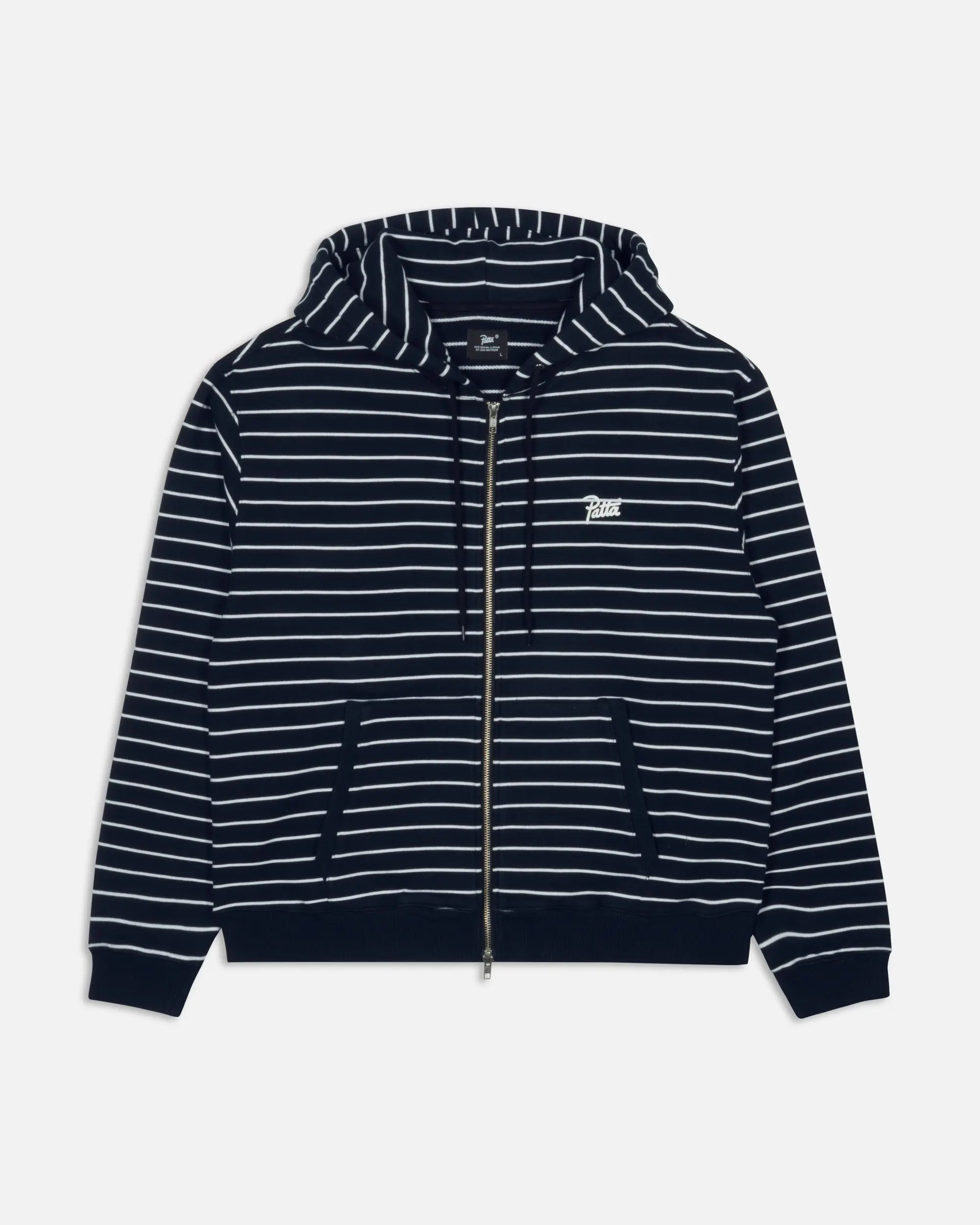 Patta Striped Zip Up Hooded Sweater (Black Iris) Patta