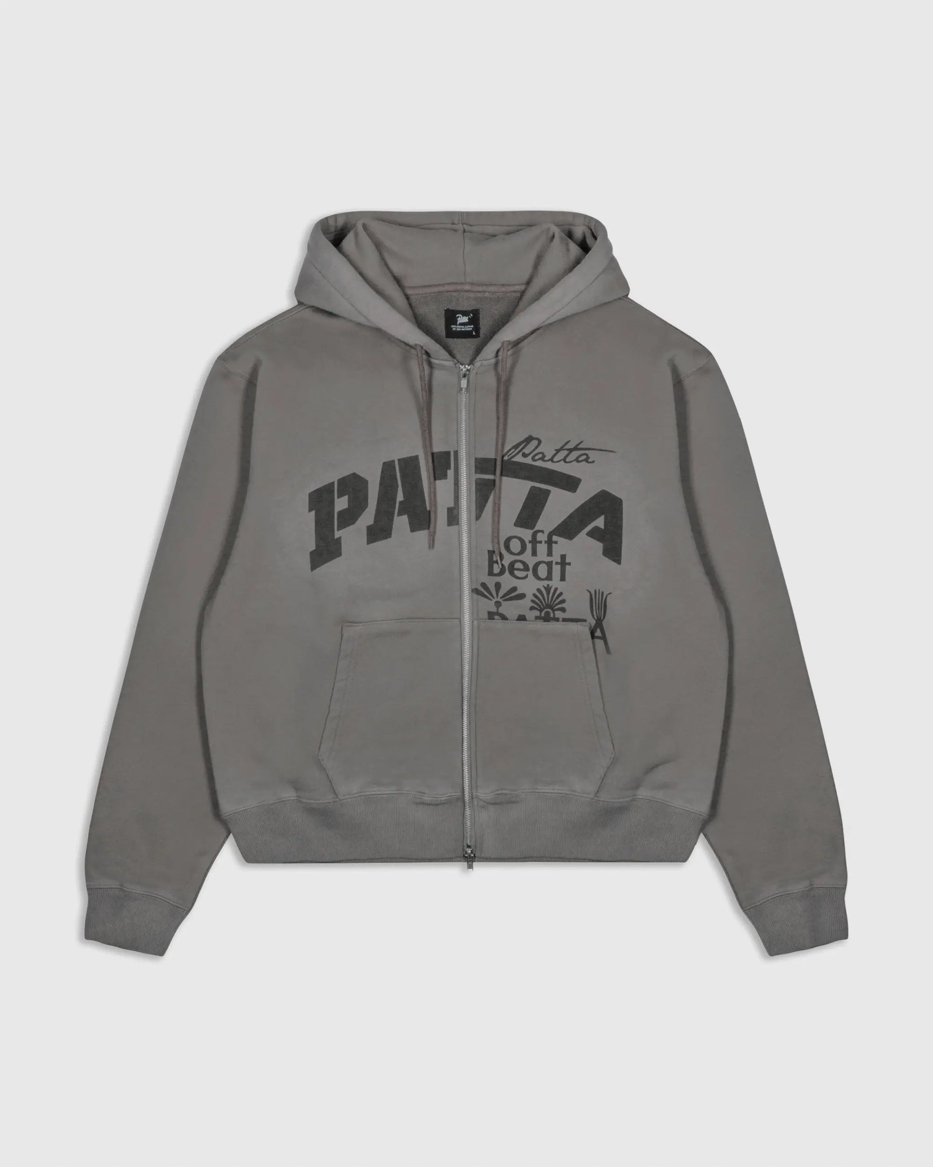 Patta Off Beat Zip Up Hooded Sweater (Brushed Nickel) Patta