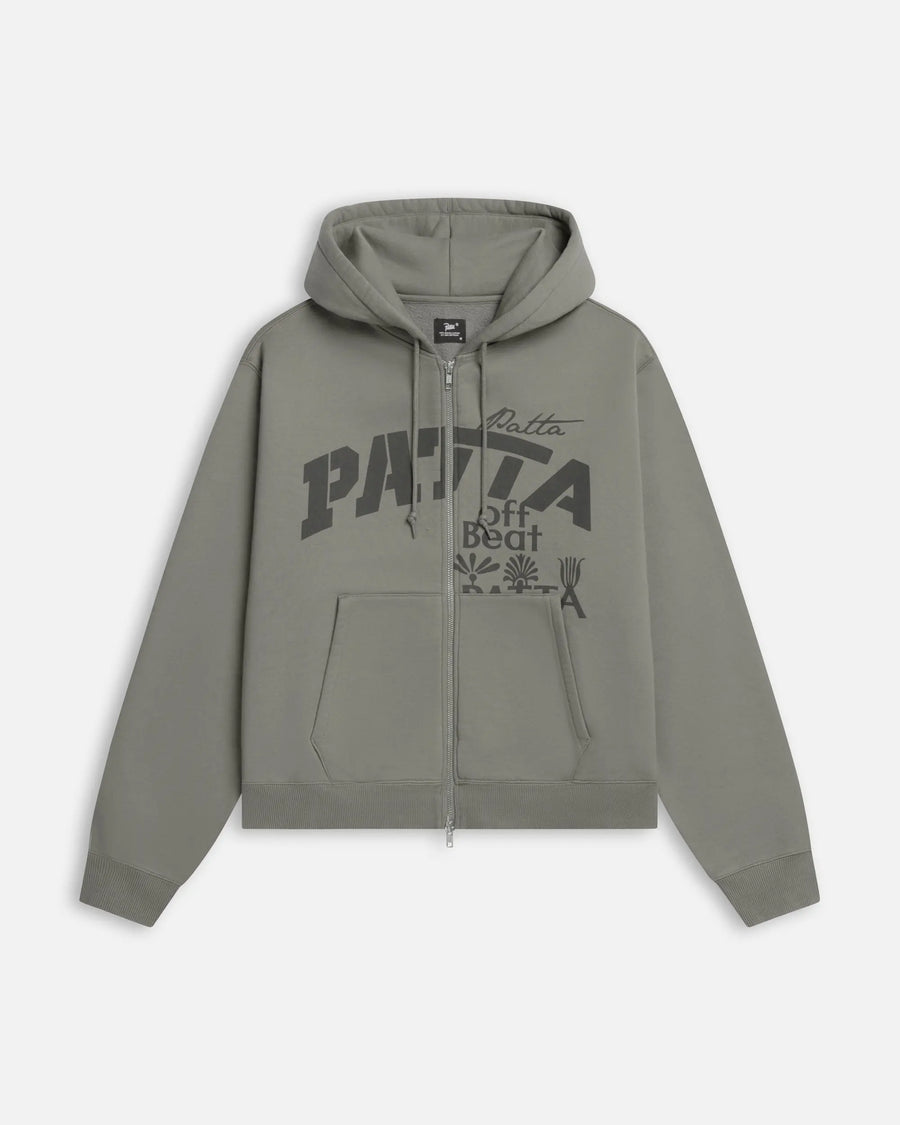 Patta Off Beat Zip Up Hooded Sweater (Brushed Nickel) Patta