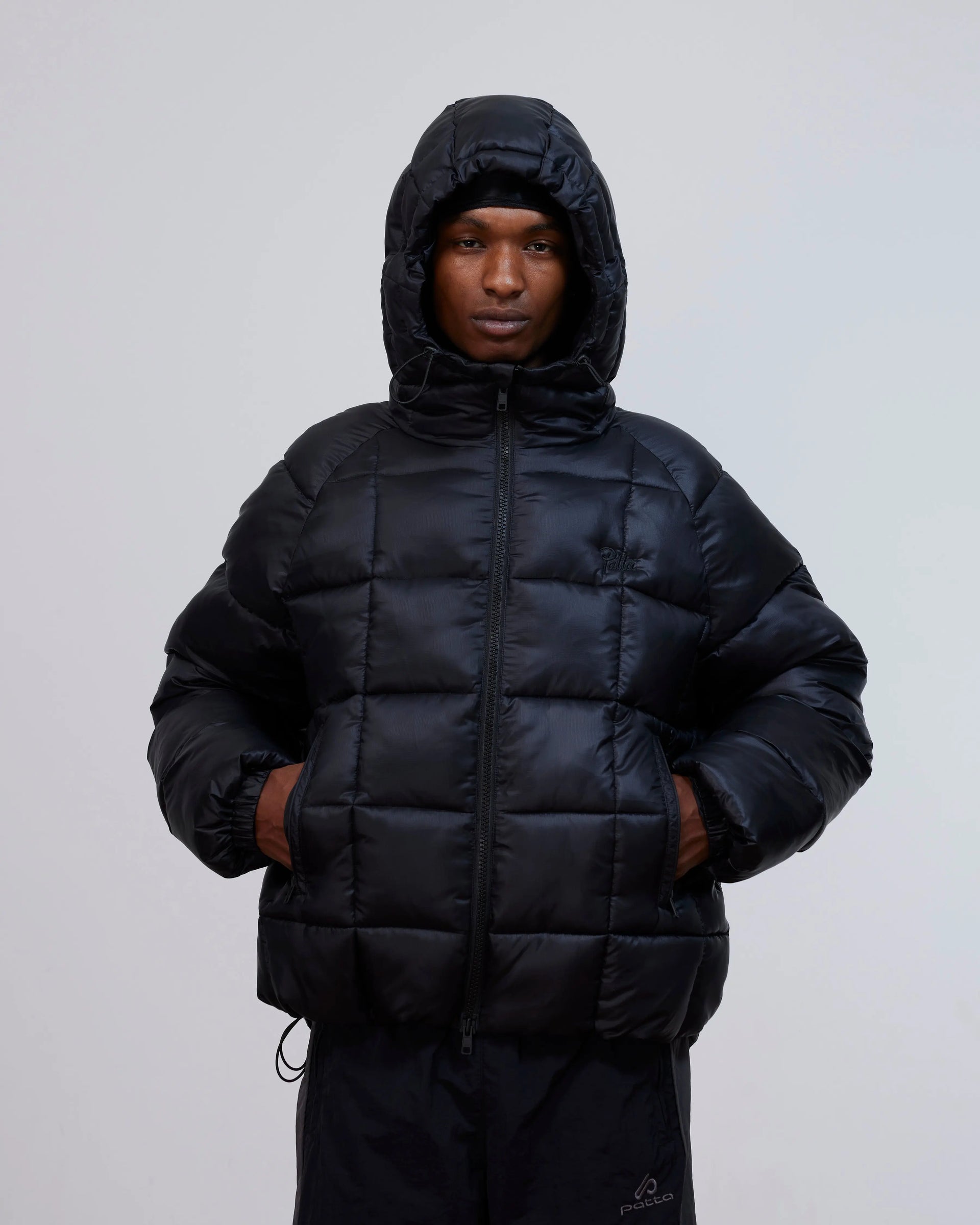 Patta Square Quilted Puffer Jacket (Black) Patta