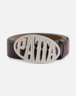 Patta Rhinestone Round Logo Belt (Brown) Patta