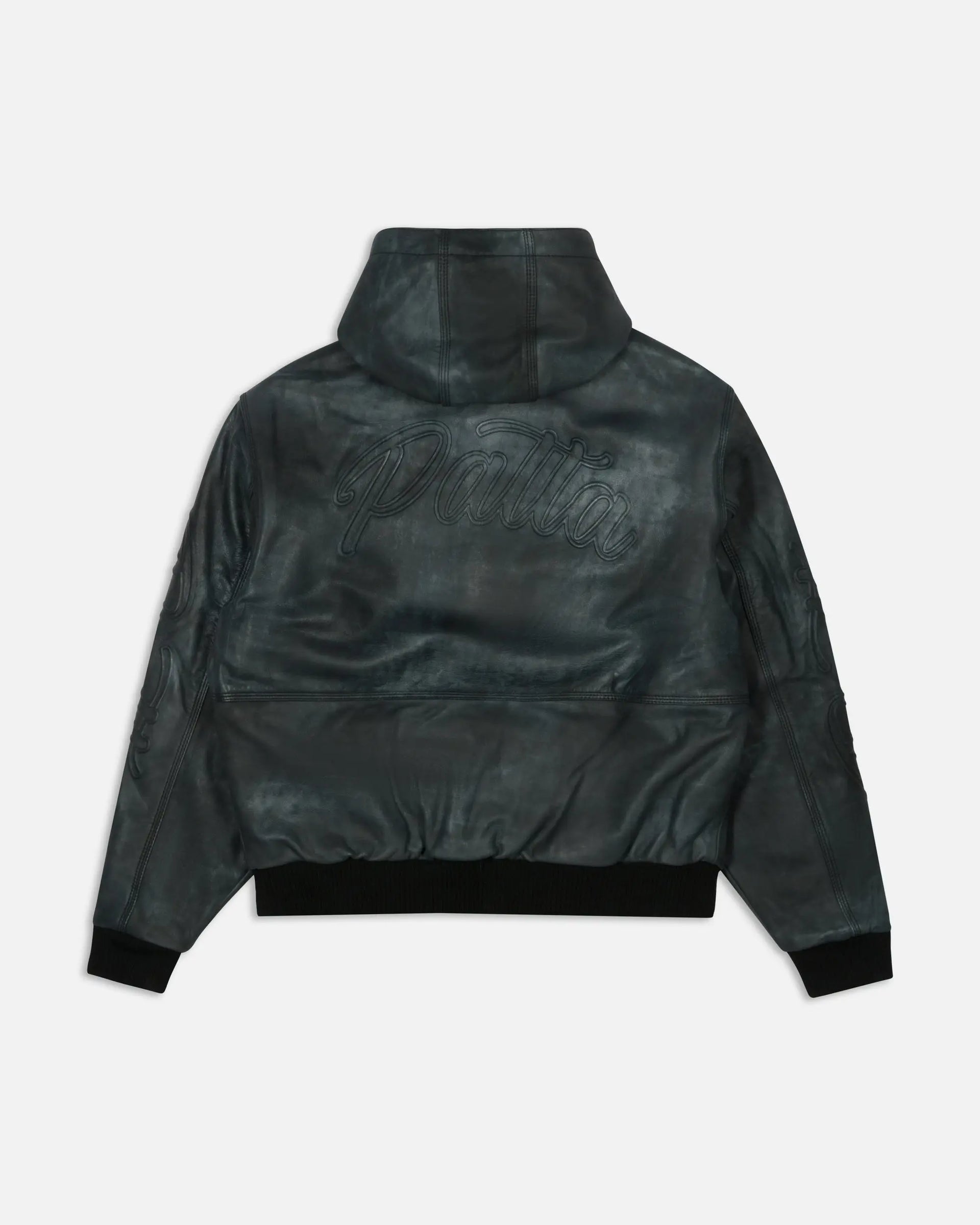 Patta Leather Hooded Bomber Jacket (Black) Patta