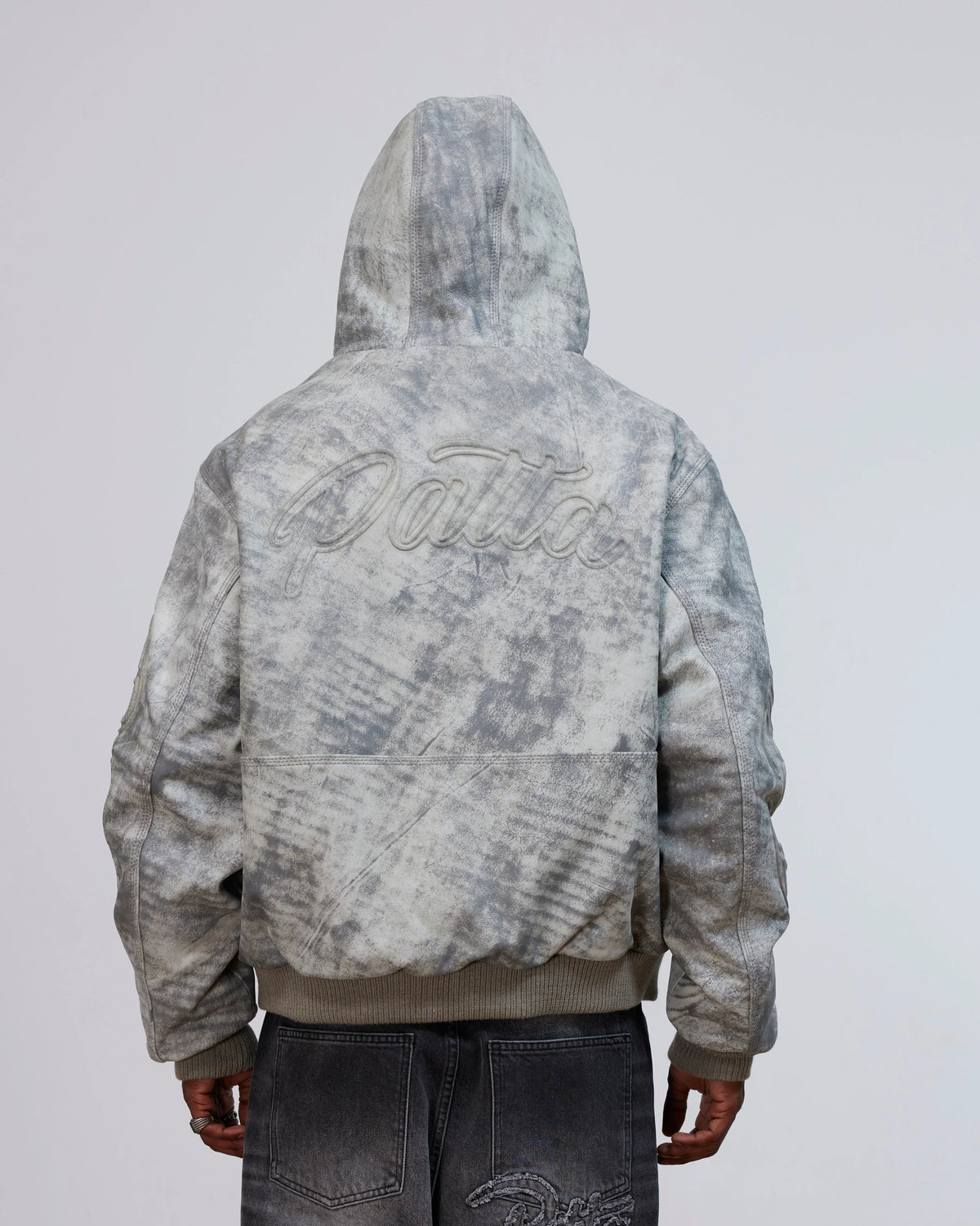 Patta Leather Hooded Bomber Jacket (Moonless Night) Patta
