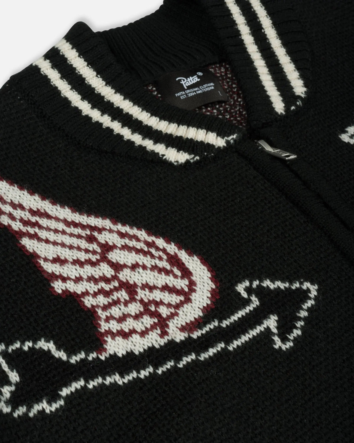 Patta Ribbed Knitted Cardigan (Grey Pinstripe) Patta