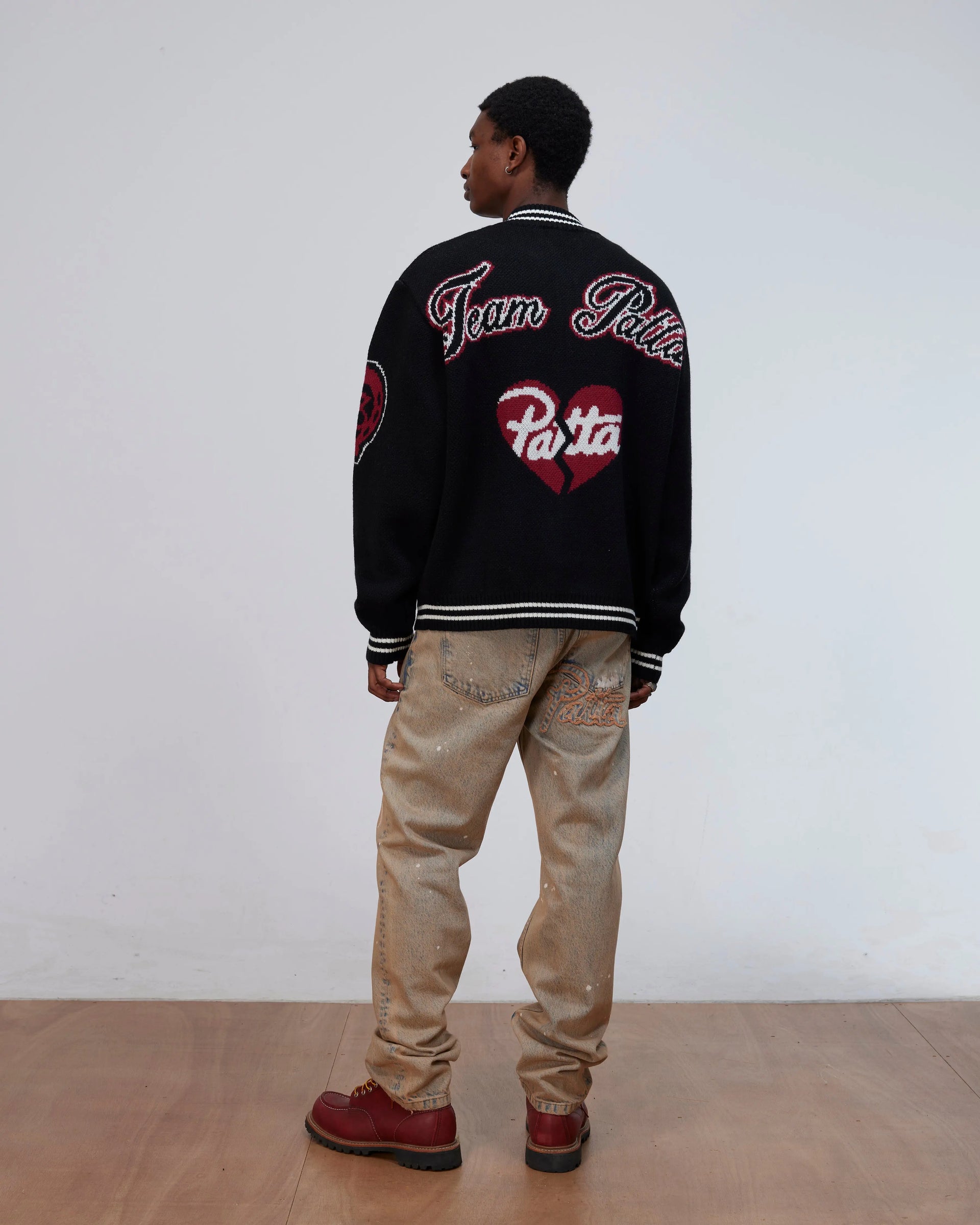 Patta Ribbed Knitted Cardigan (Grey Pinstripe) Patta