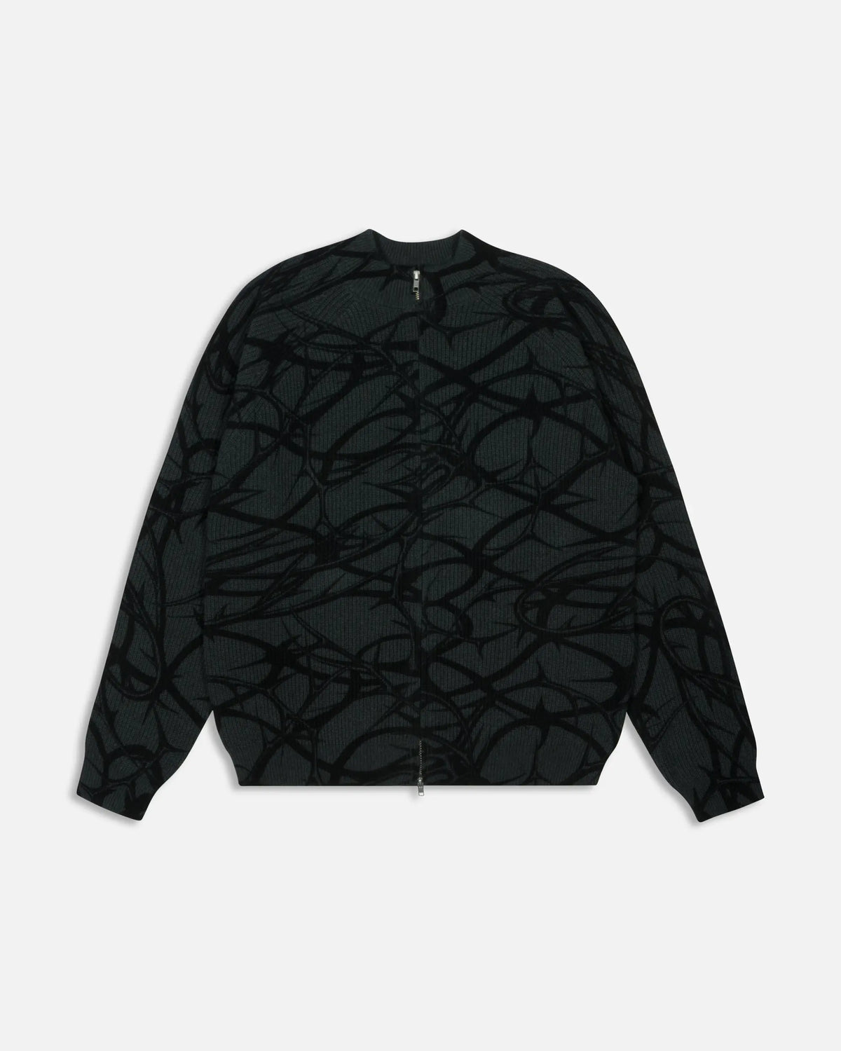 Patta Ribbed Knitted Cardigan (Grey Pinstripe) Patta