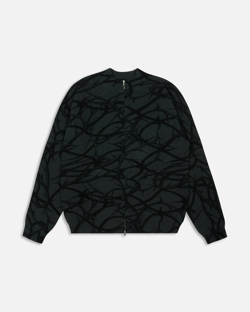 Patta Ribbed Knitted Cardigan (Grey Pinstripe) Patta