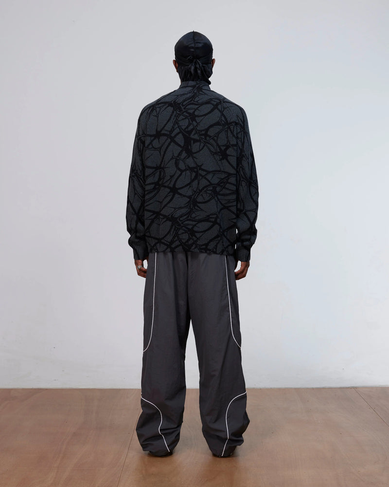 Patta Ribbed Knitted Cardigan (Grey Pinstripe) Patta