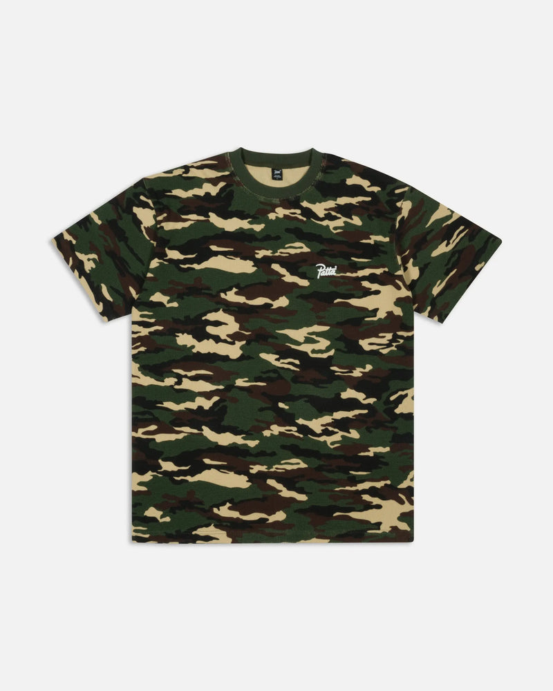 Patta Waffle Script Logo T-Shirt (Woodland Camo) Patta