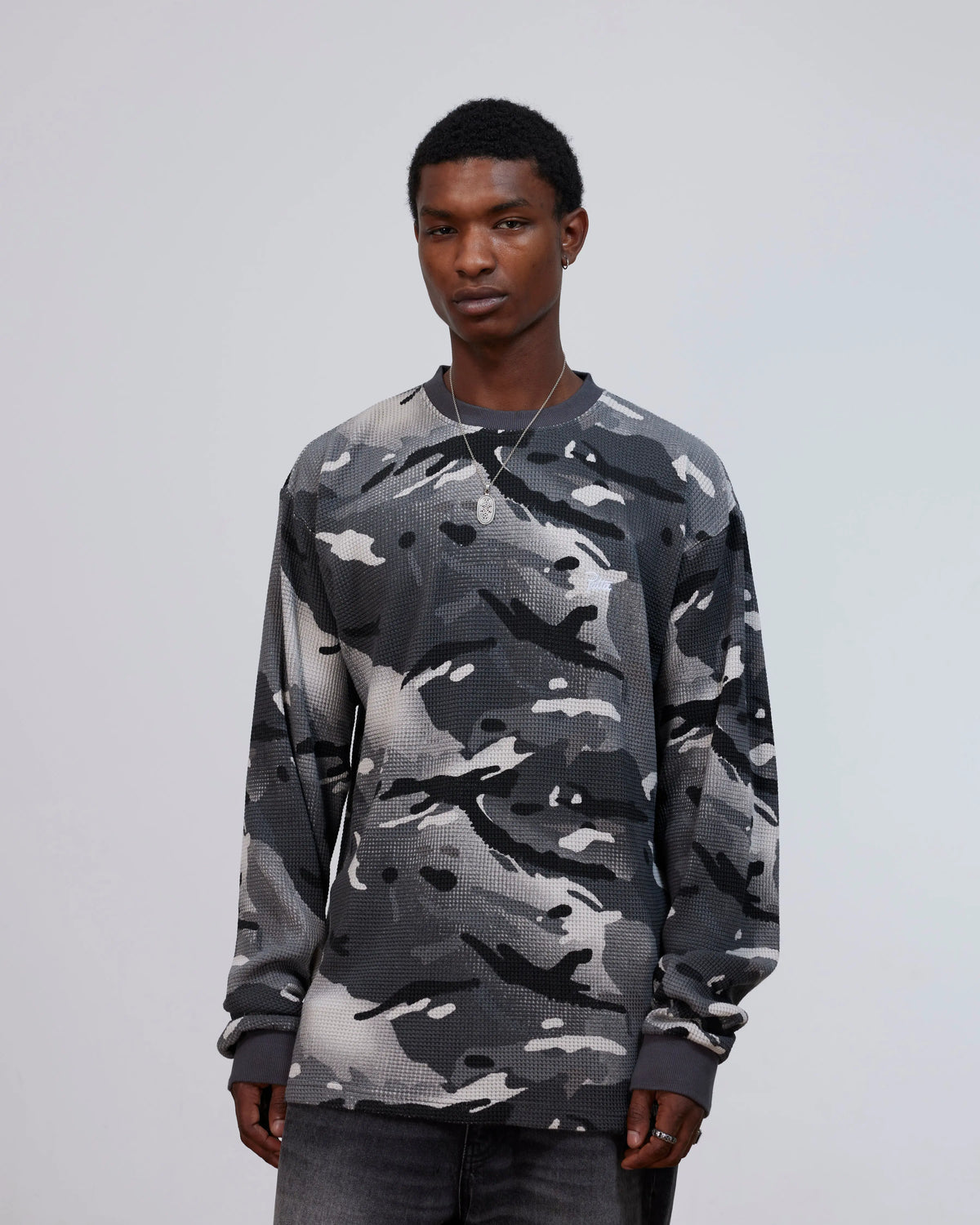 Patta Ghost Spray Camo Waffle Long Sleeve (Jet Black) Patta
