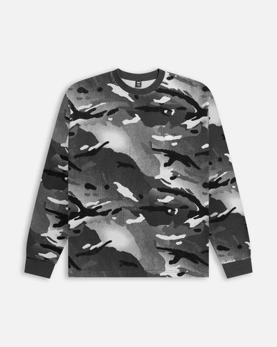Patta Ghost Spray Camo Waffle Long Sleeve (Jet Black) Patta