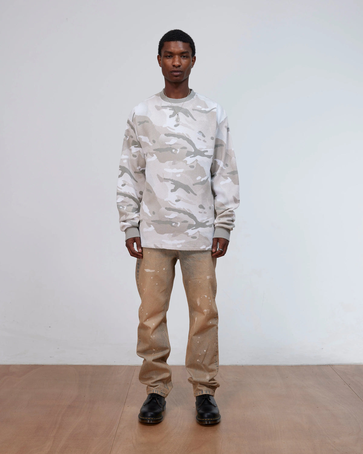 Patta Ghost Spray Camo Waffle Long Sleeve (Pussywillow Grey) Patta