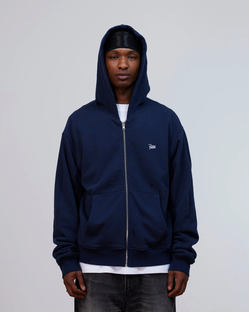 Patta Waffle Reversible Zip Up Hooded Sweater (Black Iris) Patta