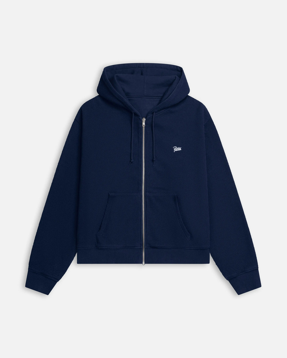 Patta Waffle Reversible Zip Up Hooded Sweater (Black Iris) Patta