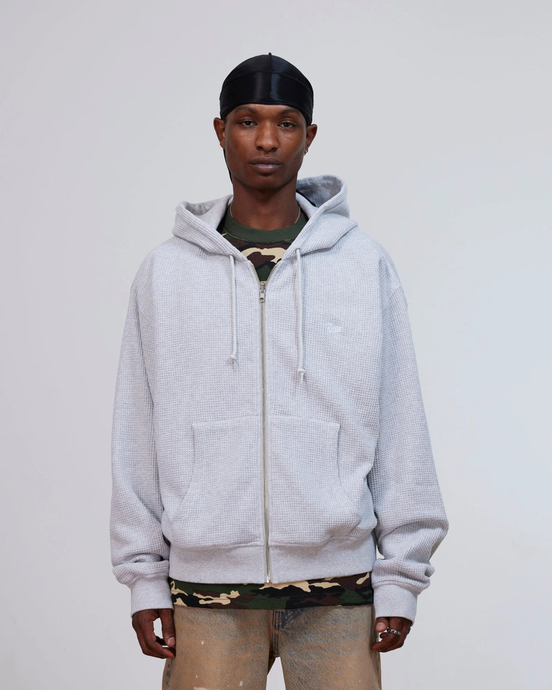 Patta Waffle Reversible Zip Up Hooded Sweater (Grey heather) Patta