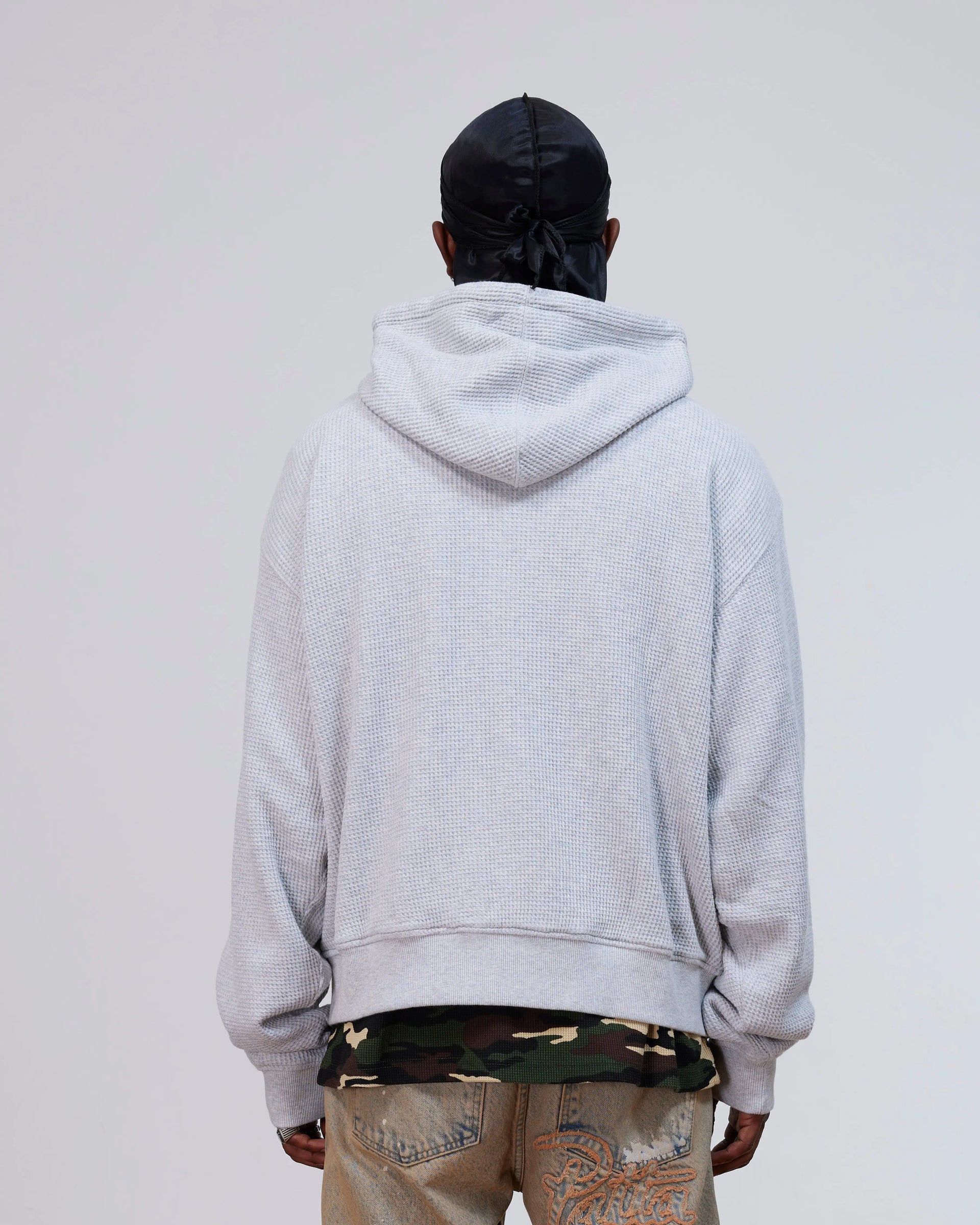 Patta Waffle Reversible Zip Up Hooded Sweater (Grey heather) Patta